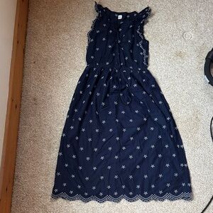 GAP Navy Midi Dress with White Embroidery